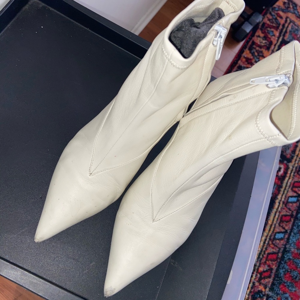 White Celine Ankle Boots